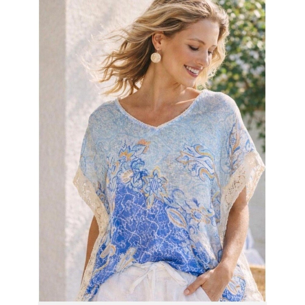 Chico's linen poncho blouse